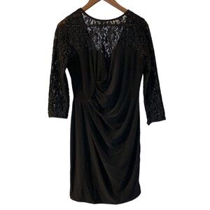 Evan-Picone 3/4 Sleeve Black Lace Top/Sleeves Dress, Size 12